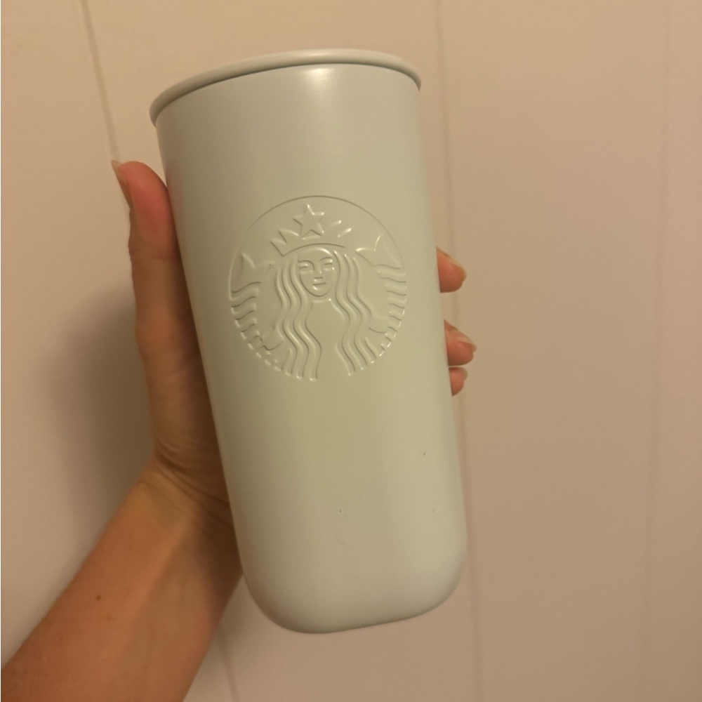 Starbucks Recycled Stainless Steel Mint Hot Cup Tumbler Triangle 6”x3” 12oz